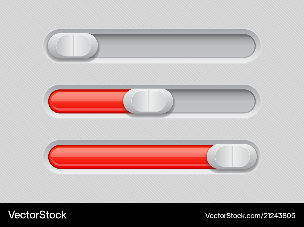 Sliders gray red control level buttons Vector Image