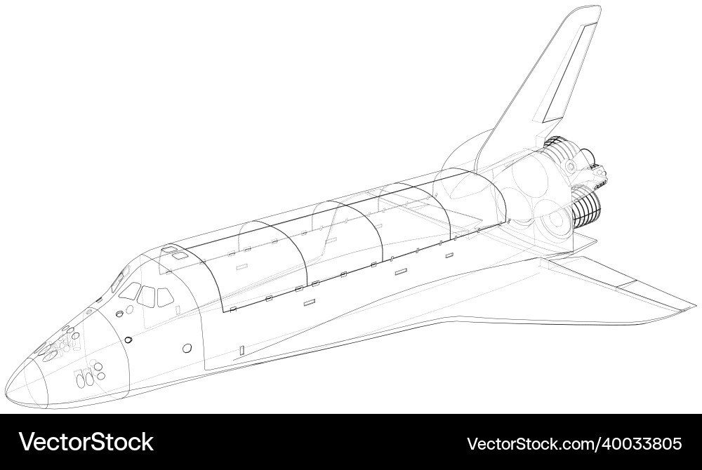 Space Shuttle Wireframe Render Vector Image