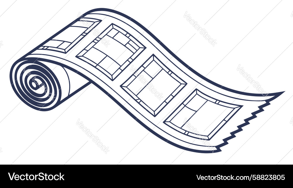 Unfurled scroll with multi-panel architectural Vector Image