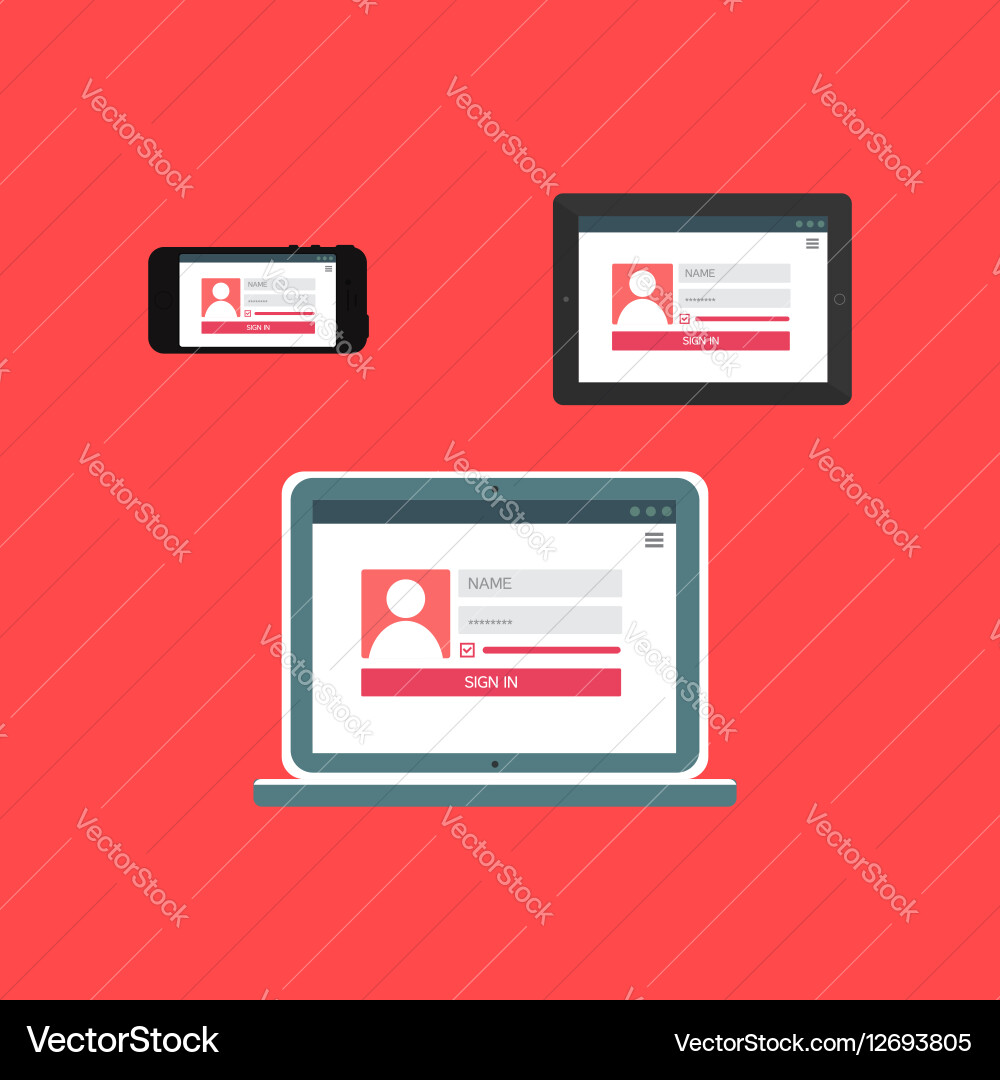 Web template of adaptive login form vector image