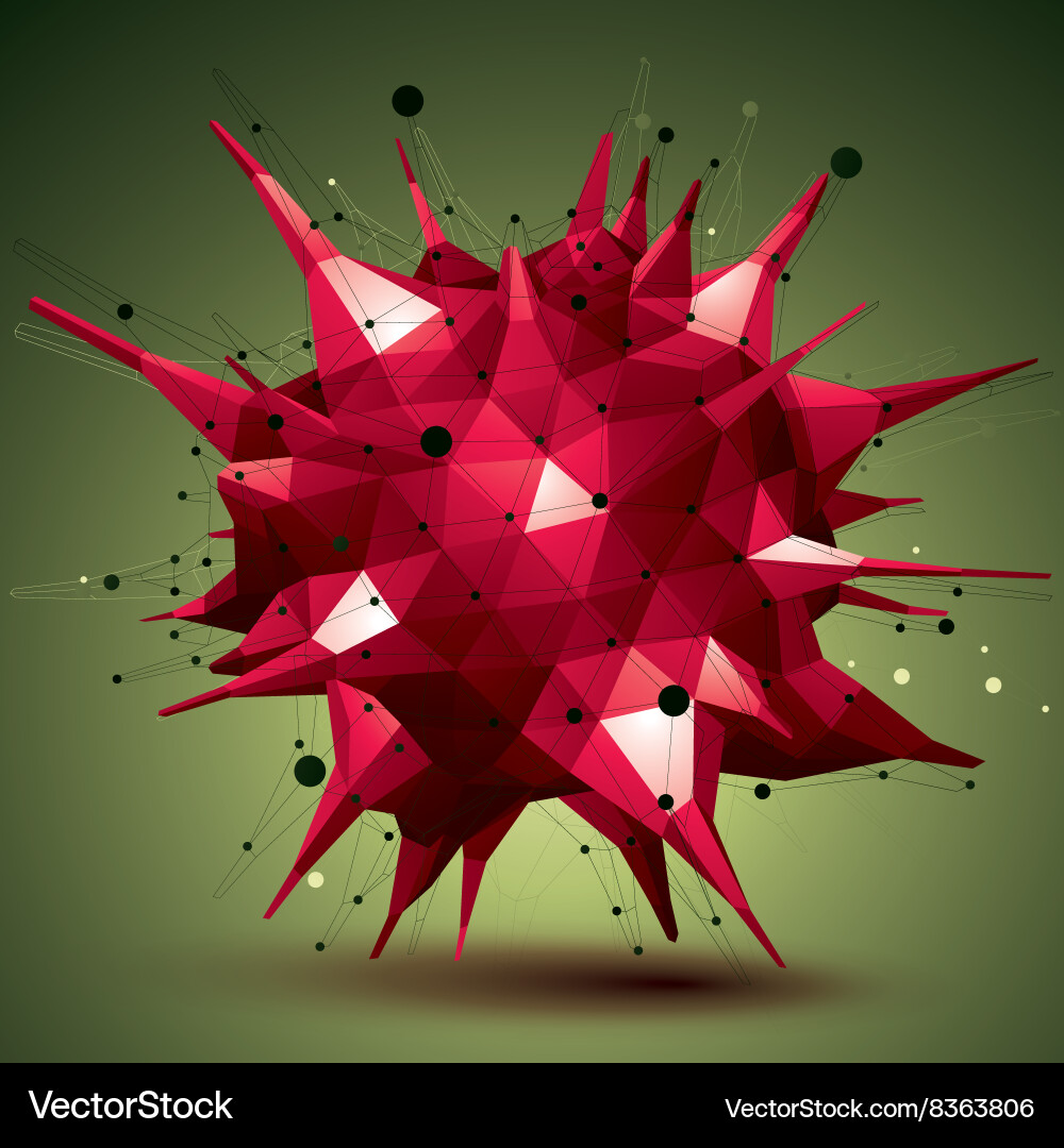 Abstract 3d structure polygonal network object red vector image