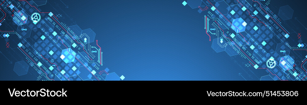Abstract circuit board and hexagons on gradient Abstract circuit board and hexagons on gradient vector image