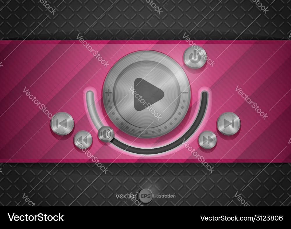 Abstract technology app icon with music button vector image