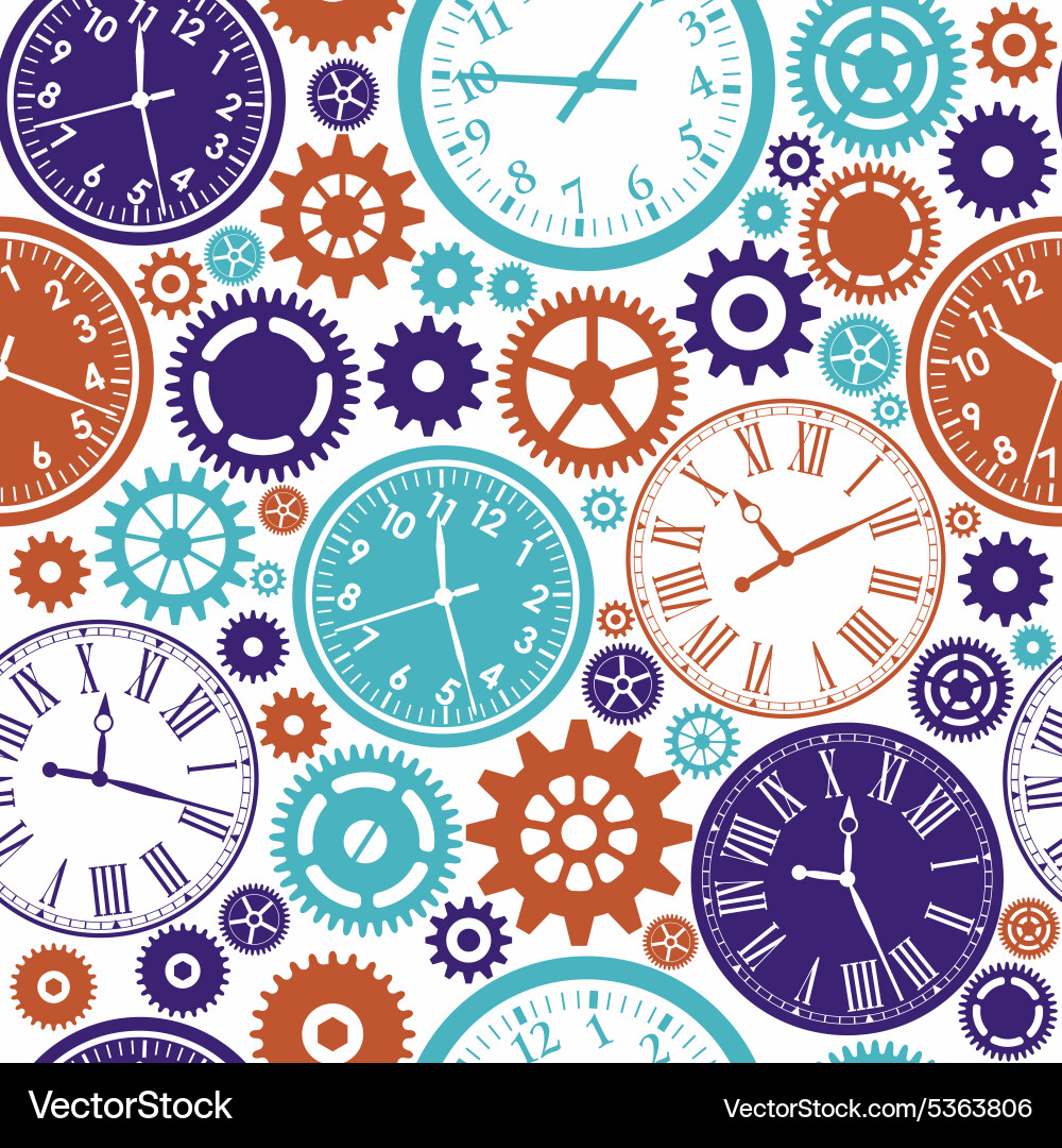 Clocks seamless pattern color texture of time vector image