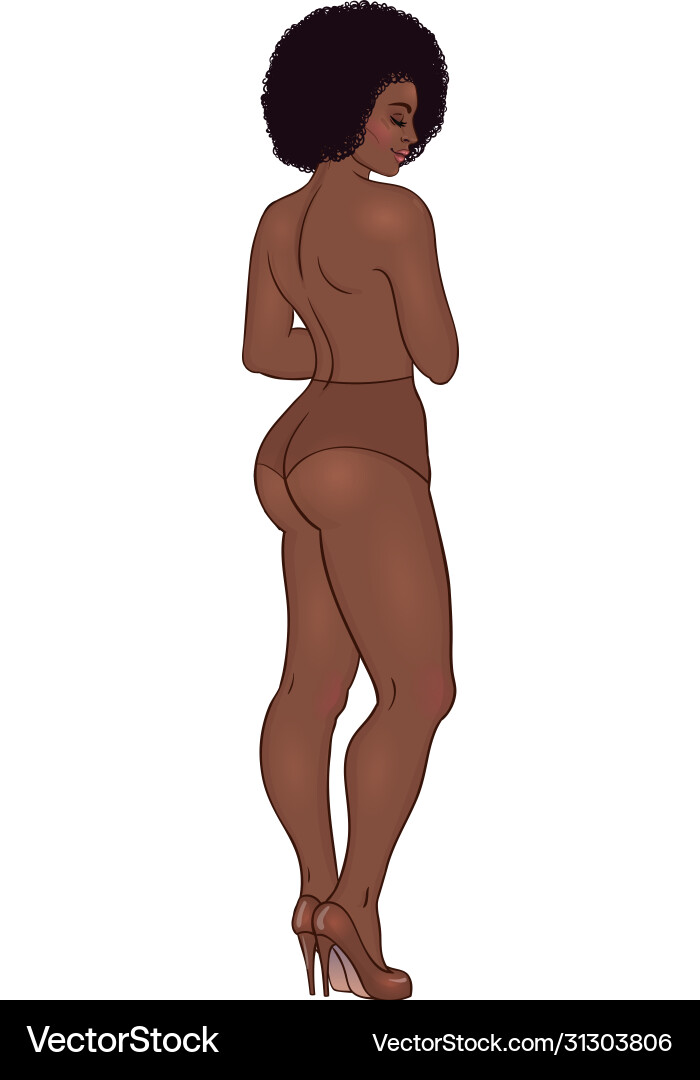 Curvy african american girl in underwear isolated Curvy african american girl in underwear isolated vector image