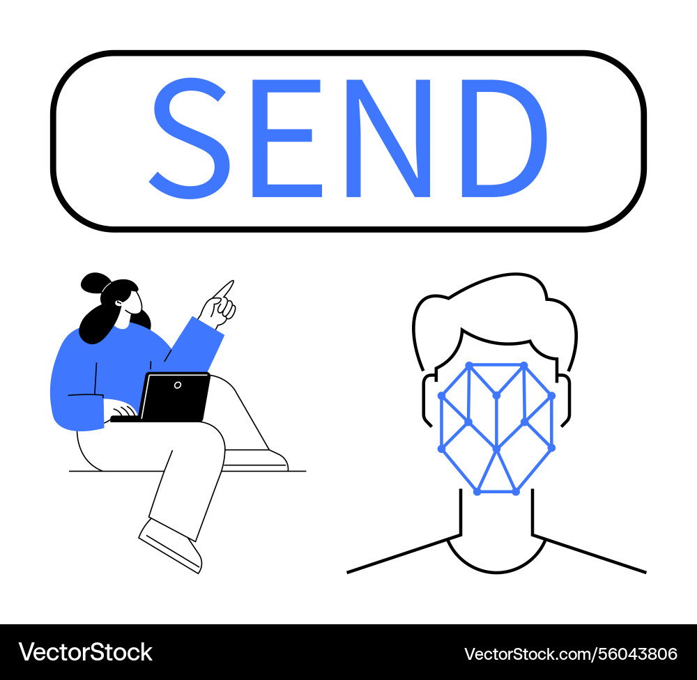 Digital communication and biometric authentication Digital communication and biometric authentication vector image