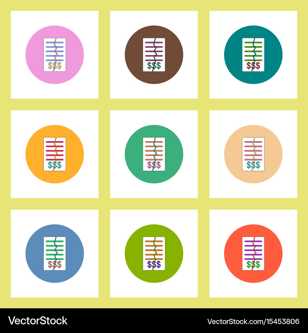 Flat icons set of terminate the contract concept vector image
