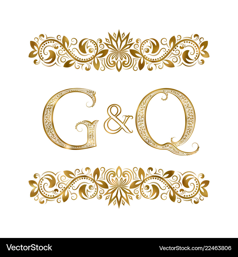 G and q vintage initials logo symbol G and q vintage initials logo symbol vector image