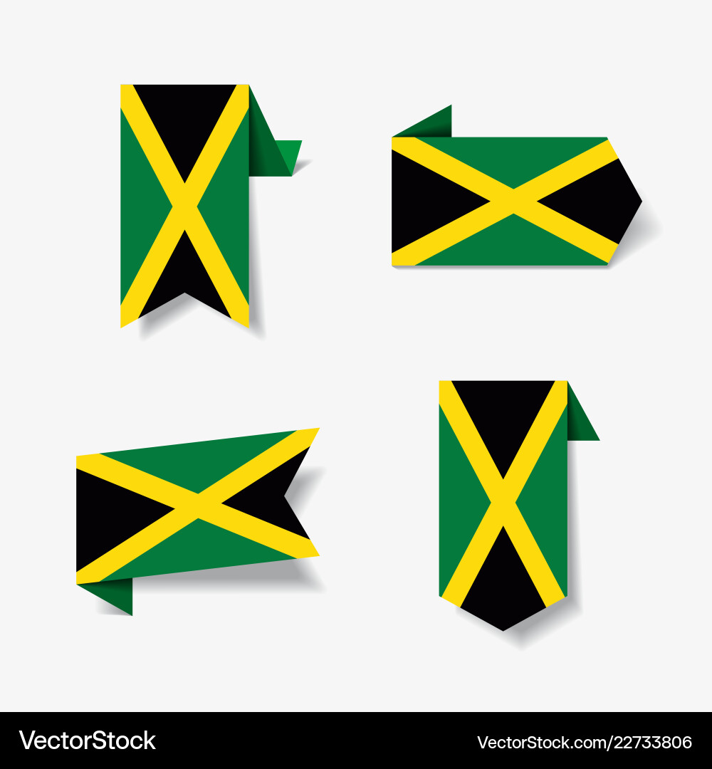 Jamaican flag stickers and labels Vector Image