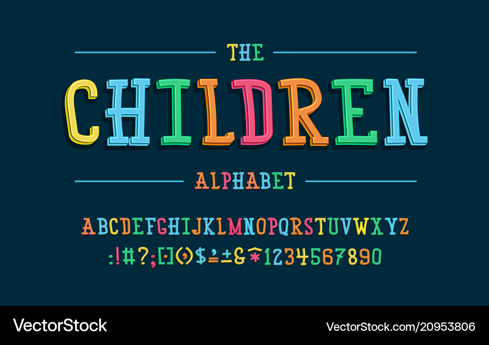 Latin alphabet children font in cute cartoon 3d Latin alphabet children font in cute cartoon 3d vector image