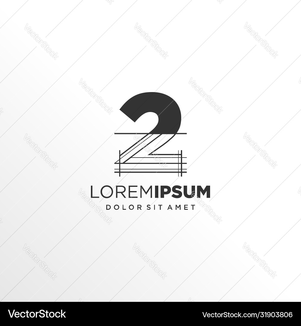 Number 2 logo design with architecture element Number 2 logo design with architecture element vector image