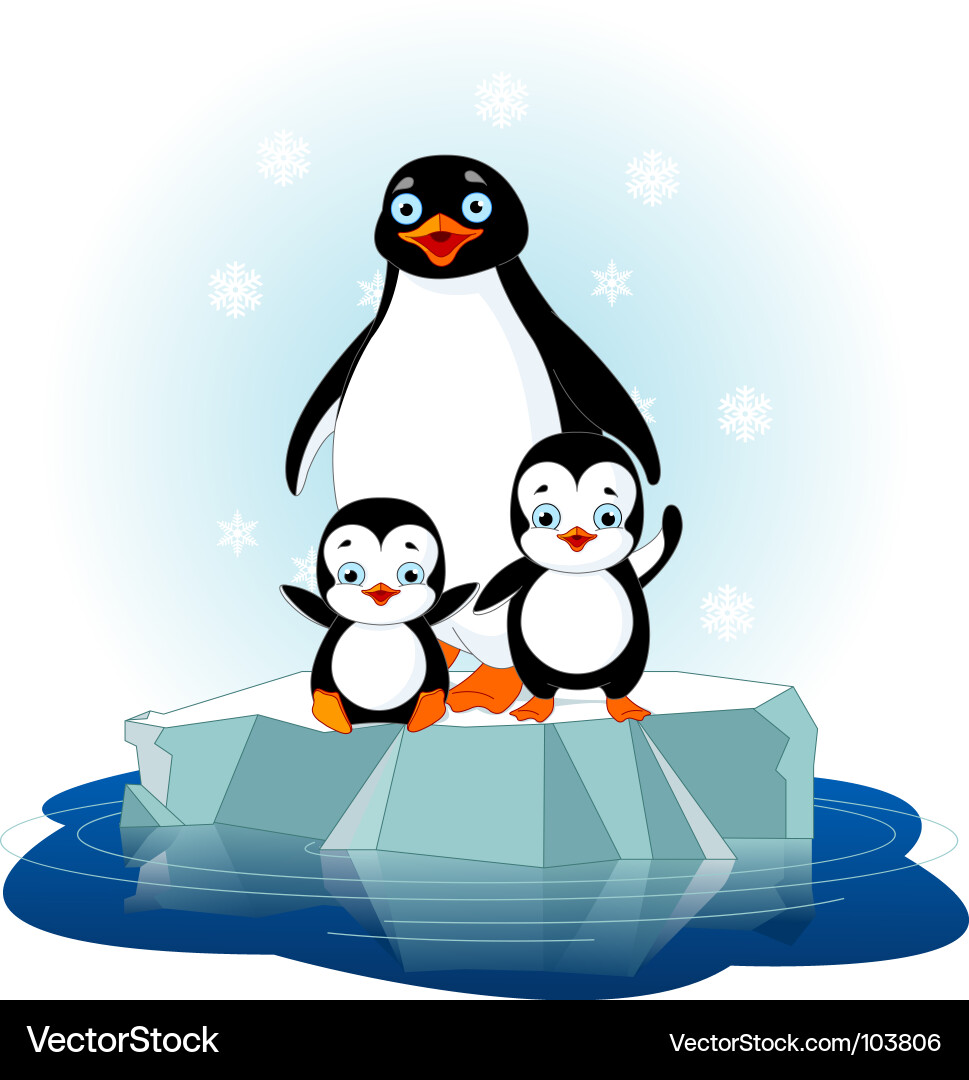 Pinguin Familie auf Ice Floe Vektorbild