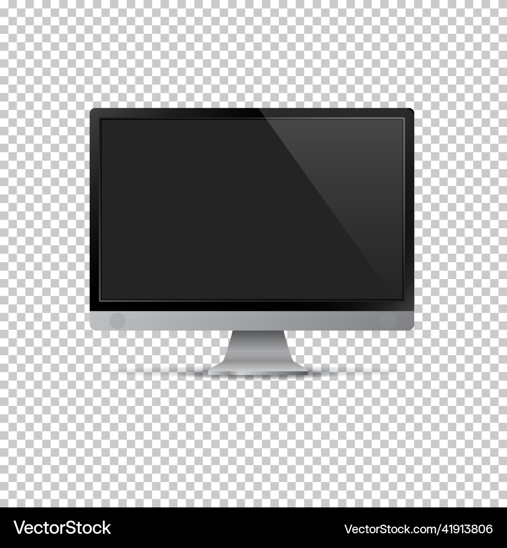 Realistic computer monitor isolated on transparent vector image