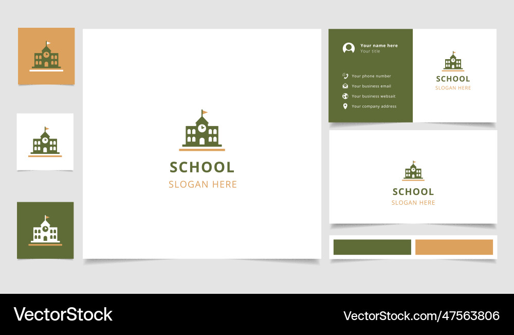 School logo design with editable slogan branding School logo design with editable slogan branding vector image