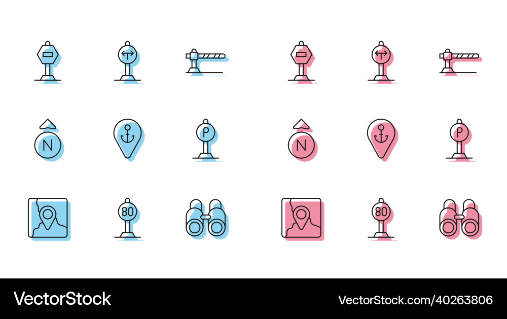 Set line folded map with location marker speed Set line folded map with location marker speed vector image