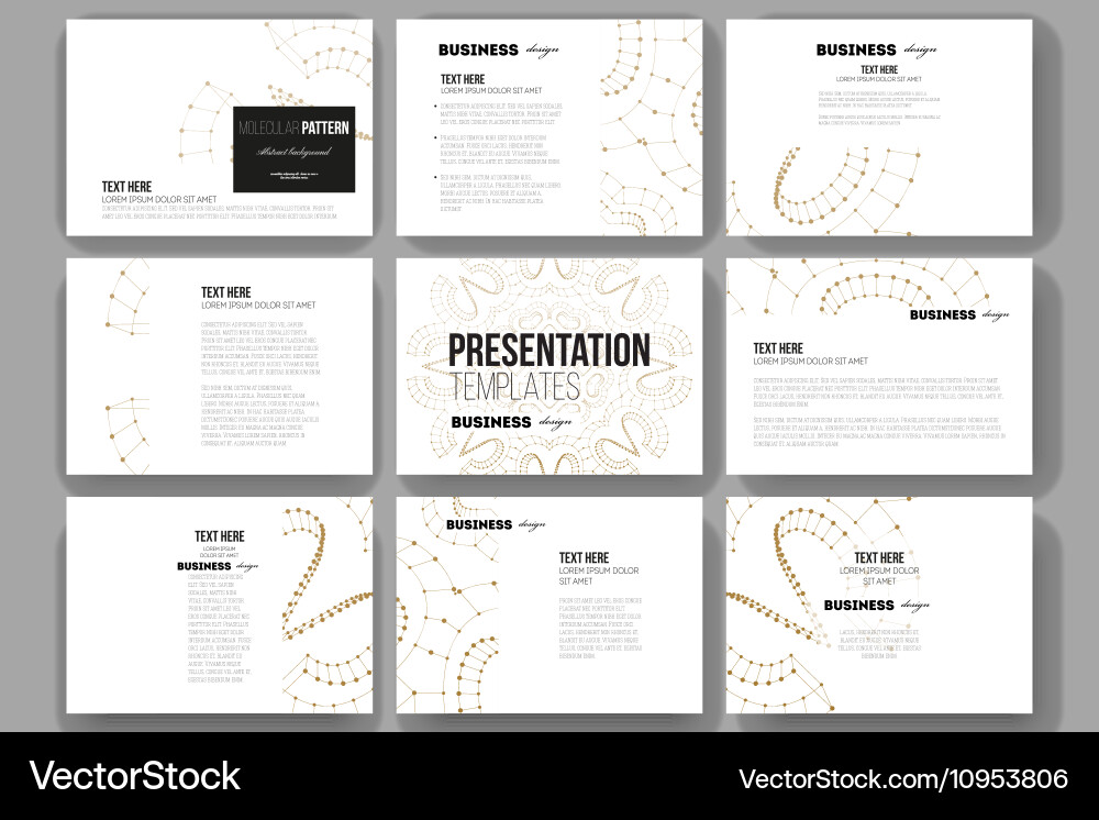 Set of 9 templates for presentation slides vector image