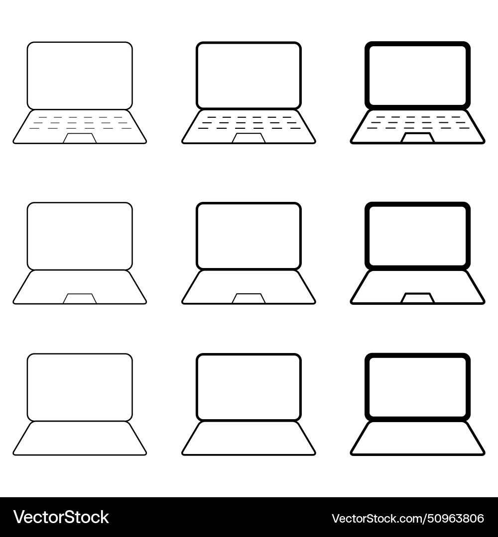 Set of laptop flat web icon notebook computer Set of laptop flat web icon notebook computer vector image