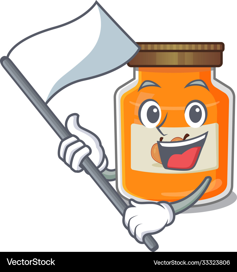 Smiling Peach Jam Character with Flag vector image
