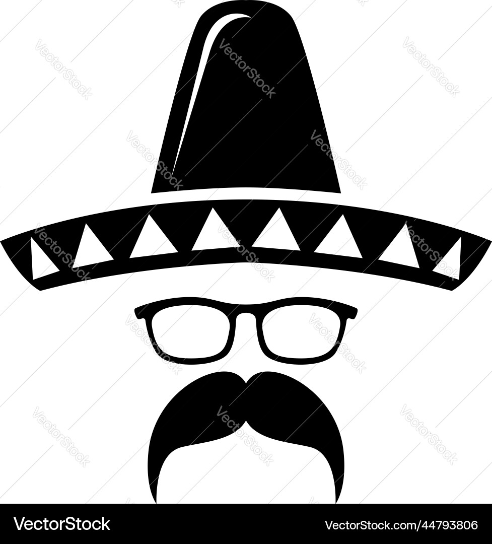Sombrero with mustache in minimal style design Sombrero with mustache in minimal style design vector image