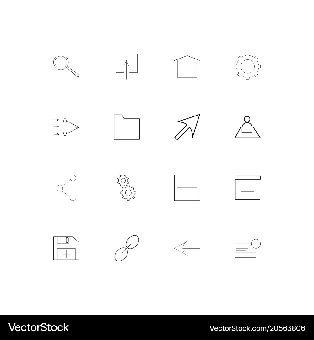 User interface simple linear icons set outlined vector image