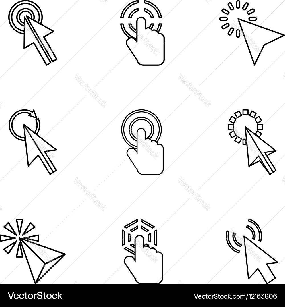 Zeiger von Computer-Icons setzen Umriss Stil Vektorbild