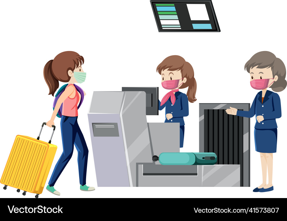 A passenger at check-in counter with service A passenger at check-in counter with service vector image