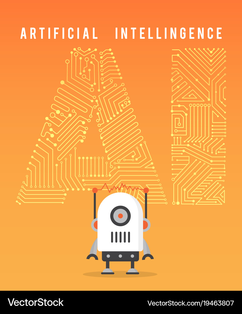 Artificial intelligence and modern robot Vector Image