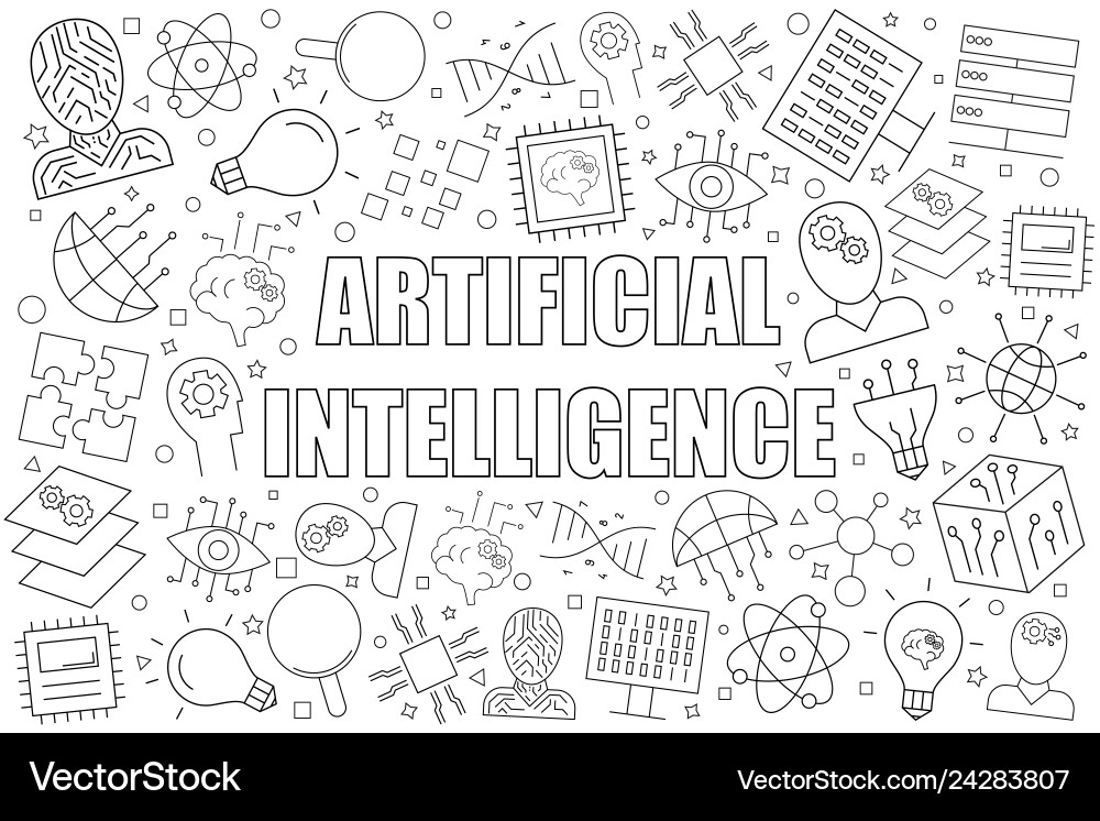 Artificial intelligence background from line icon Artificial intelligence background from line icon vector image