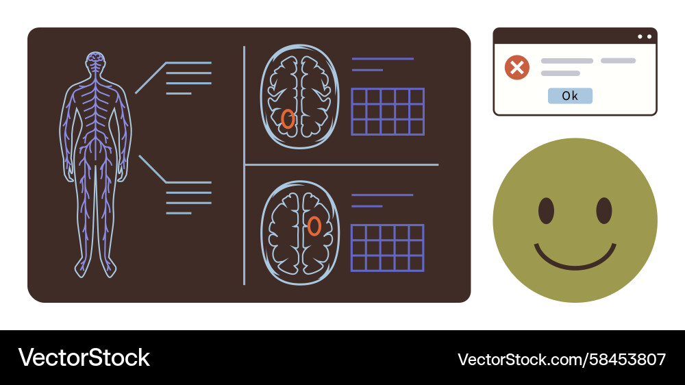 Brain Scan Data with Error Icon Vector Image
