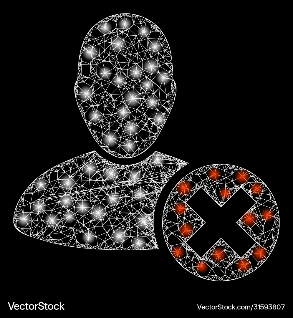 Bright web network delete user with glare spots Bright web network delete user with glare spots vector image