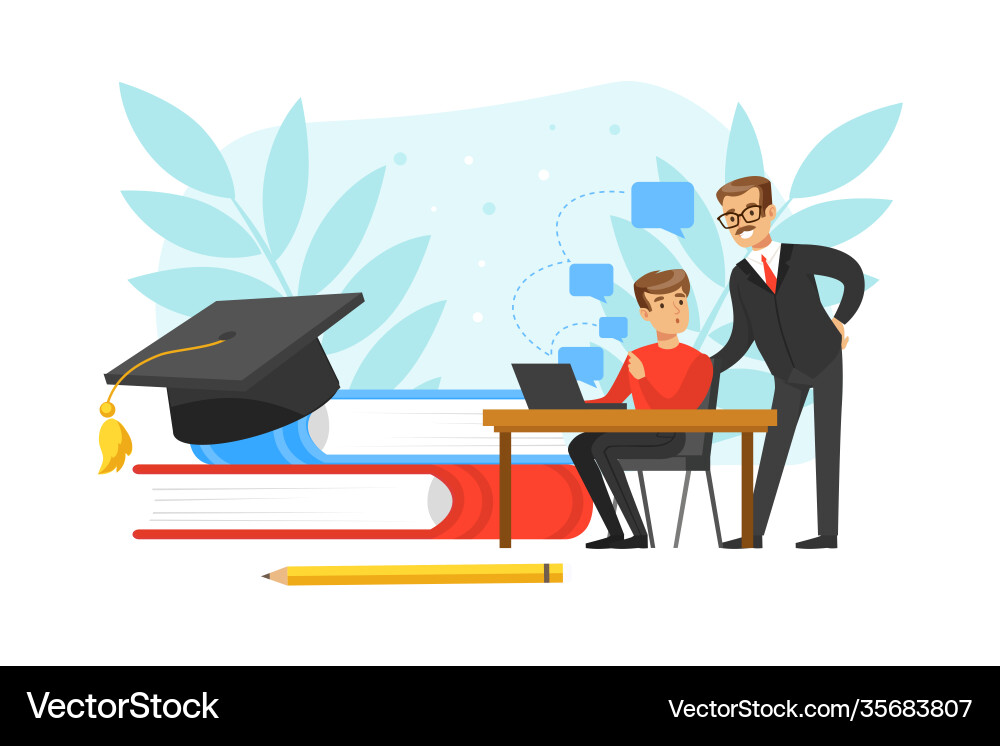 Businessman chief looking over shoulder Businessman chief looking over shoulder vector image