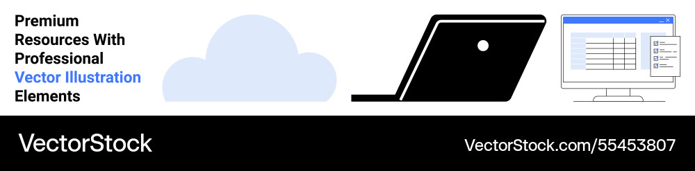 Cloud computing with laptop and desktop screen vector image