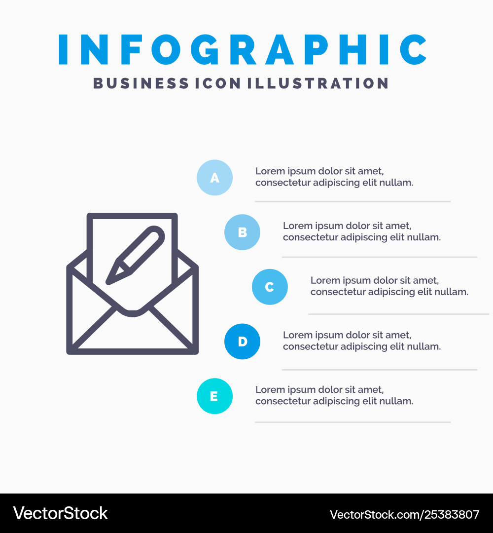 Compose edit email envelope mail line icon with 5 Vector Image