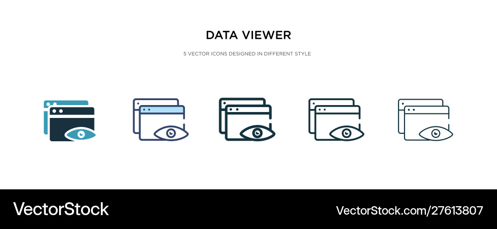 Data viewer icon in different style two colored vector image