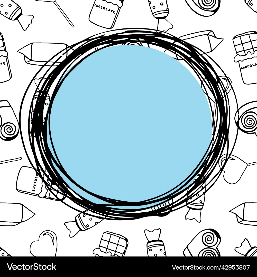 Decorative frame with candy and space for text Vector Image