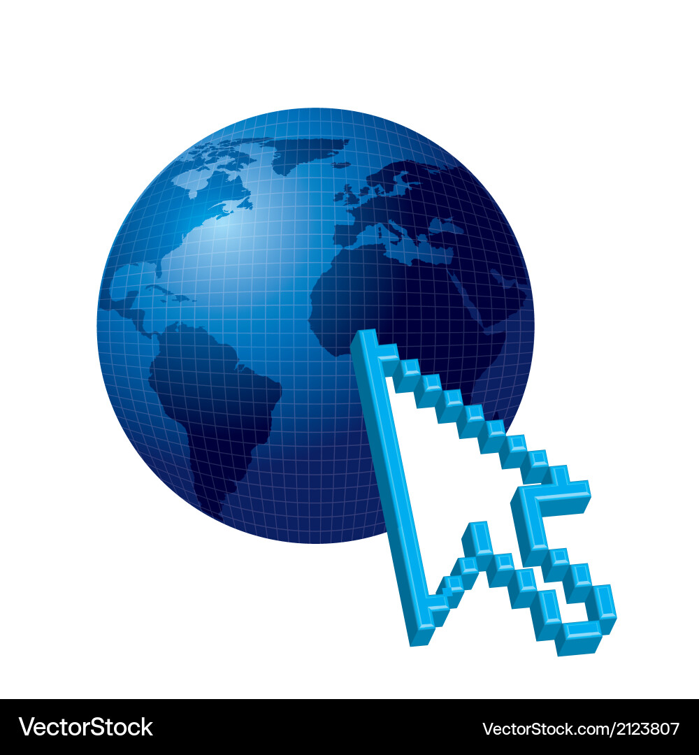 Earth with cursor pointer isolated over white vector image