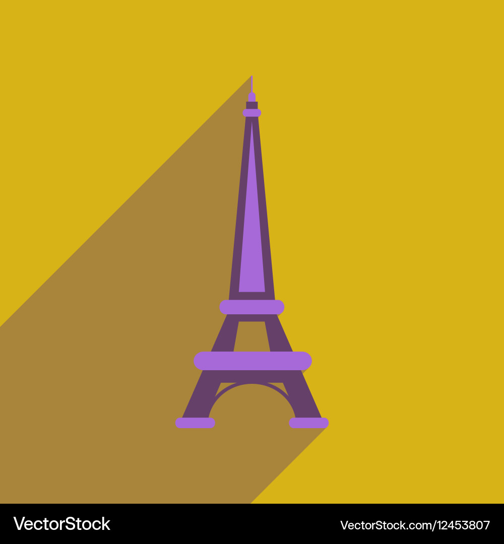 Flat web icon with long shadow eiffel tower vector image