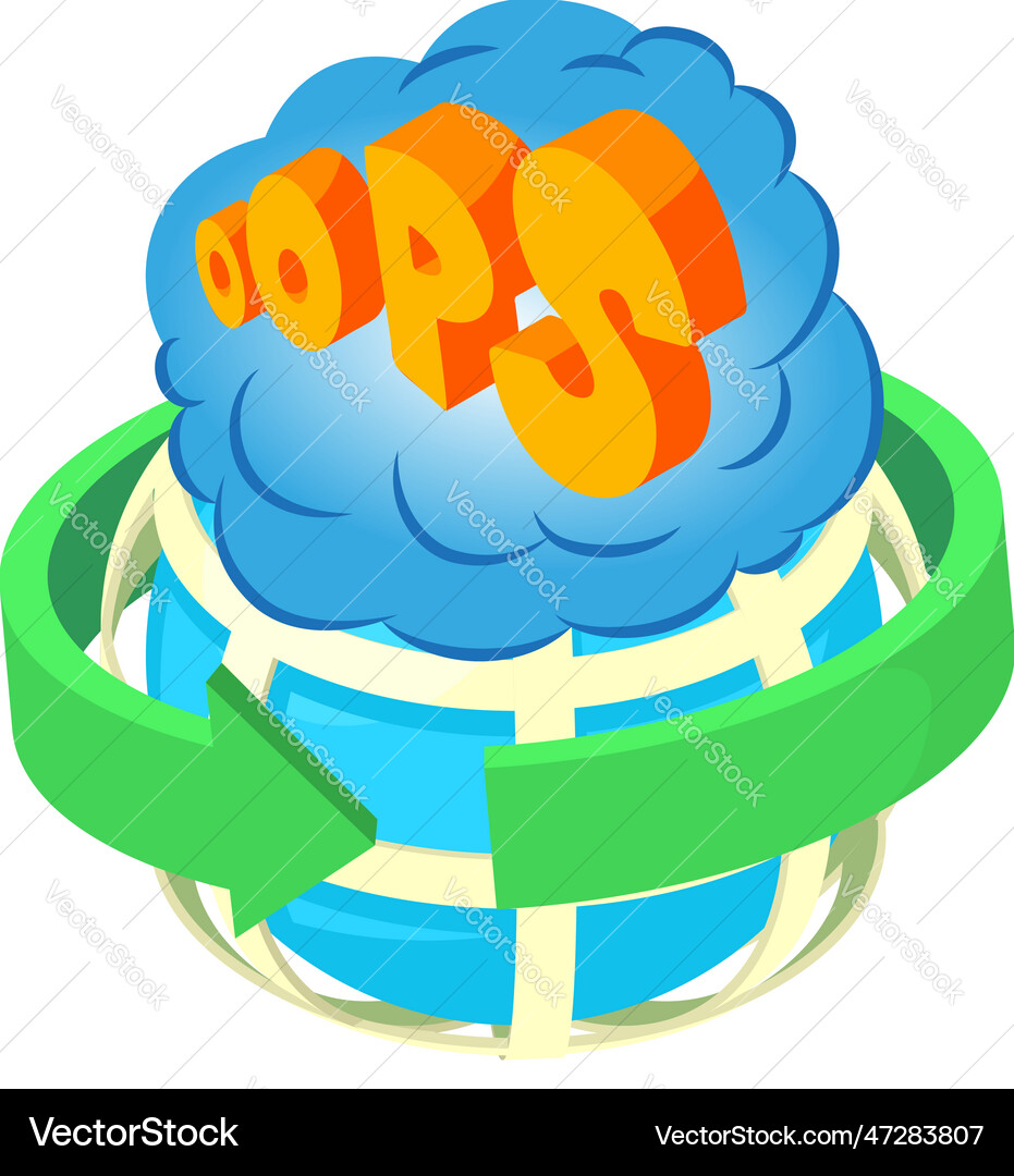 Oops icon isometric planet grid with green Oops icon isometric planet grid with green vector image