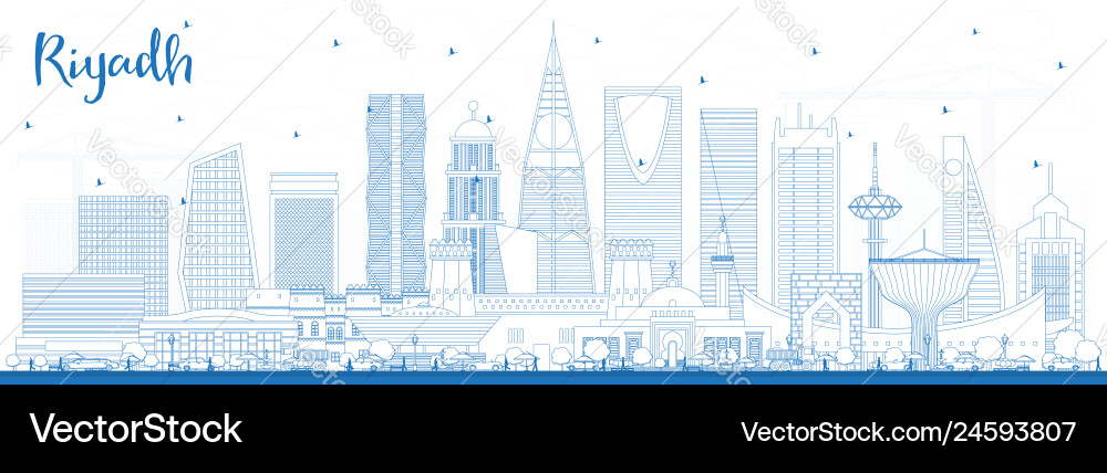 Outline riyadh saudi arabia city skyline vector image