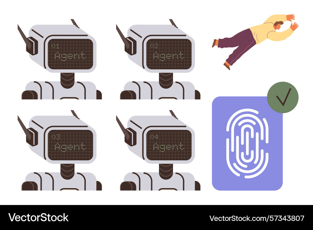 Robots with digital screens and fingerprint Robots with digital screens and fingerprint vector image