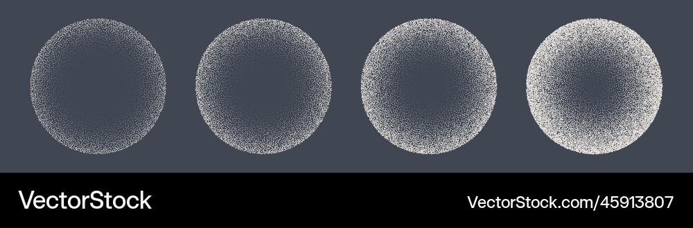 Round shaped dotted objects stipple elements Round shaped dotted objects stipple elements Vector Image