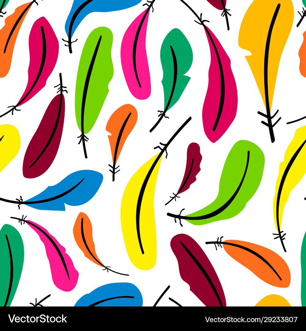 Seamless pattern with colorful feathers Seamless pattern with colorful feathers vector image