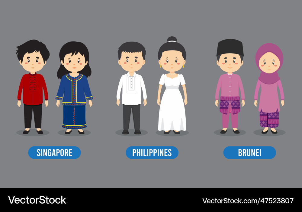 Set asiatischer Menschen tragen traditionelles Outfit Set asiatischer Menschen tragen traditionelles Outfit vektorbild