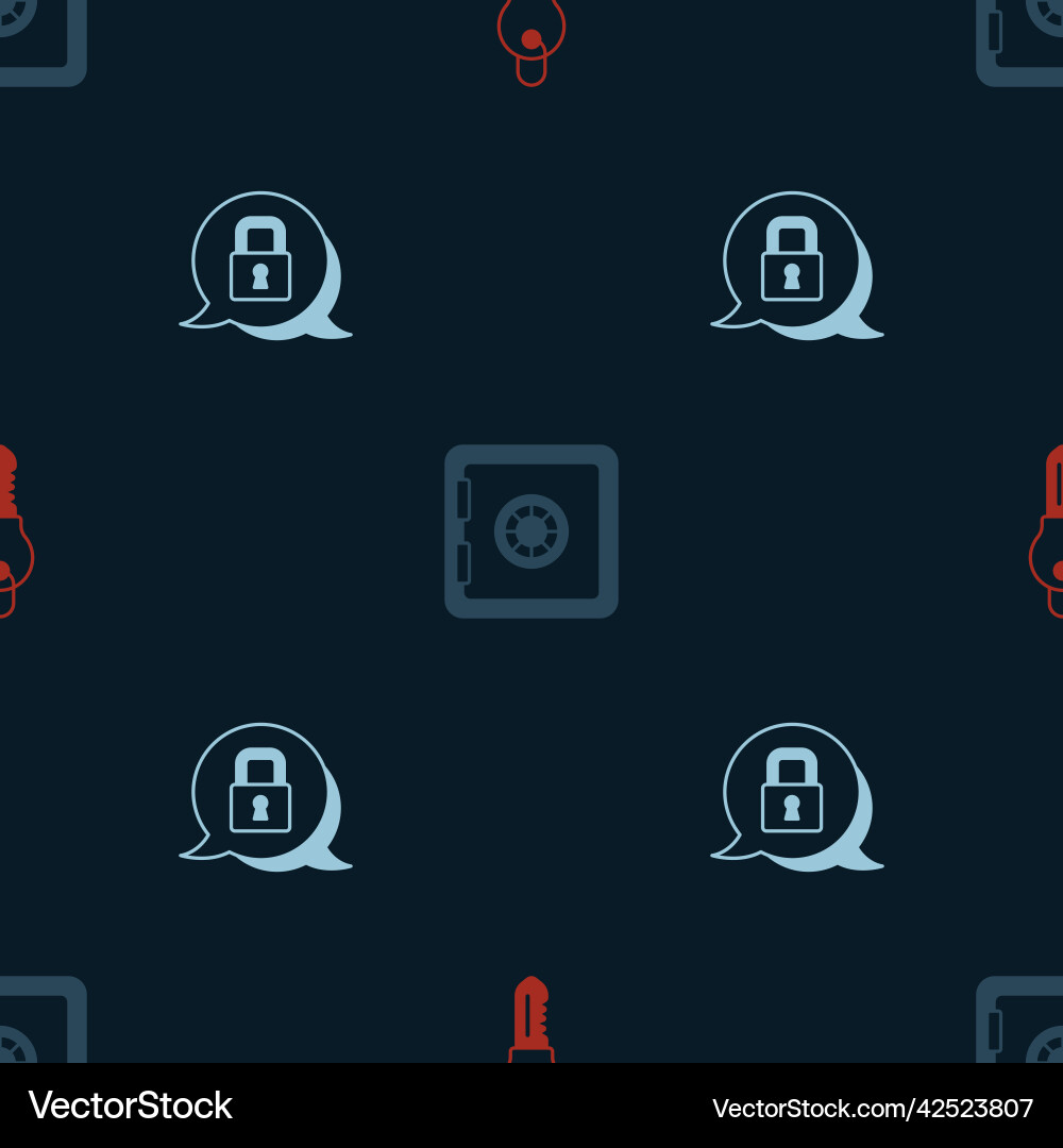 Set key safe and lock on seamless pattern Set key safe and lock on seamless pattern Vector Image