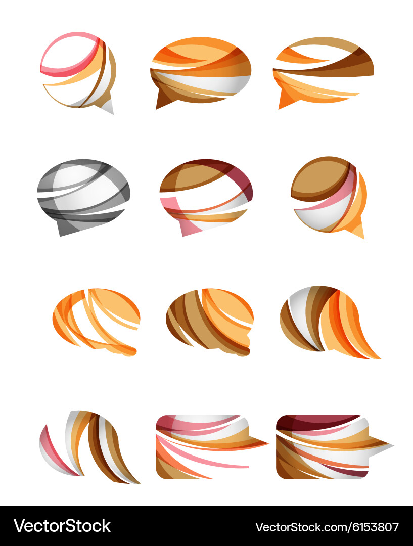 Set of abstract speech bubble and cloud icons vector image