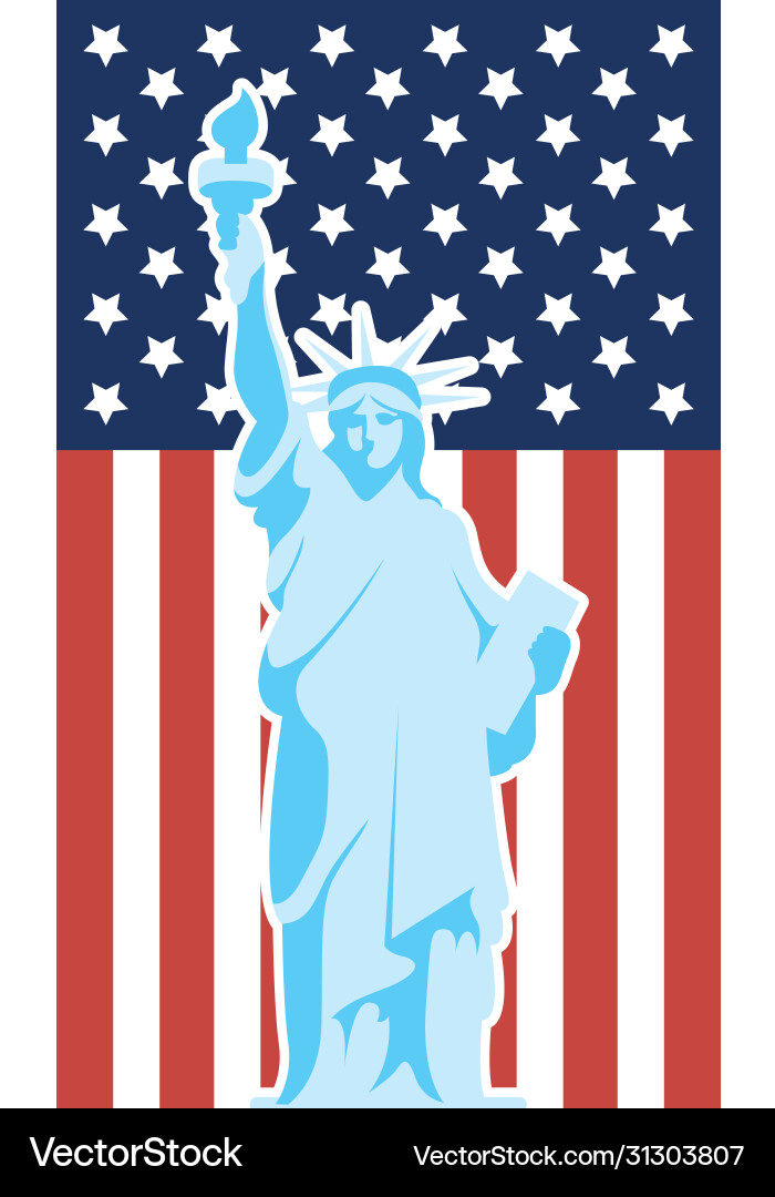 Usa independence day with flag and liberty statue Usa independence day with flag and liberty statue vector image