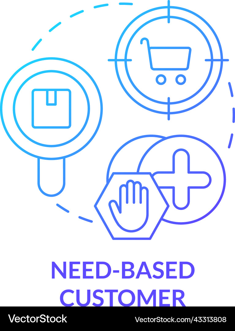 Bedarfsbasiertes Kunden-blaues Gradienten-Konzept-Icon Bedarfsbasiertes Kunden-blaues Gradienten-Konzept-Icon vektorbild