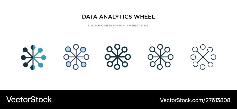 Data analytics wheel icon in different style two Data analytics wheel icon in different style two Vector Image