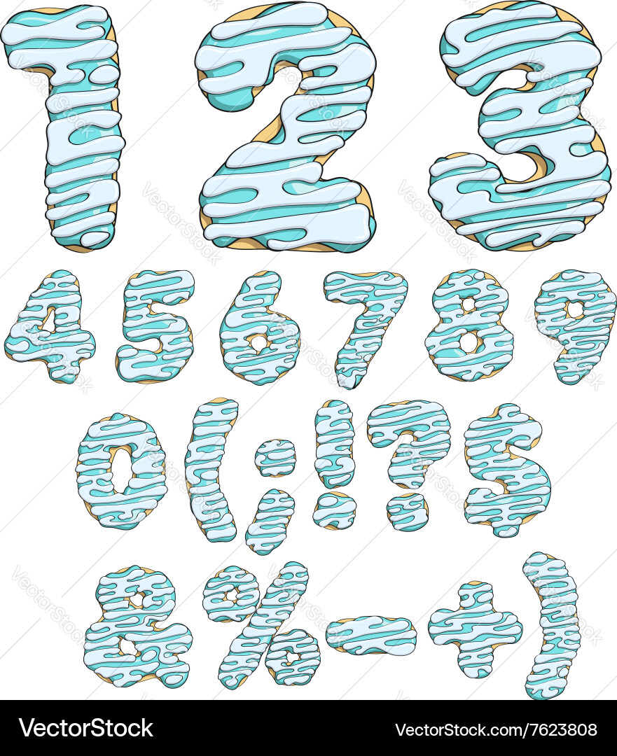 Donut font tasty typeface isolated objects vector image