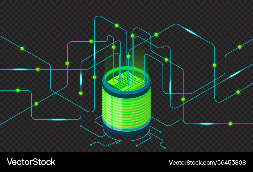 Isometric concept of big data processing server Isometric concept of big data processing server Vector Image